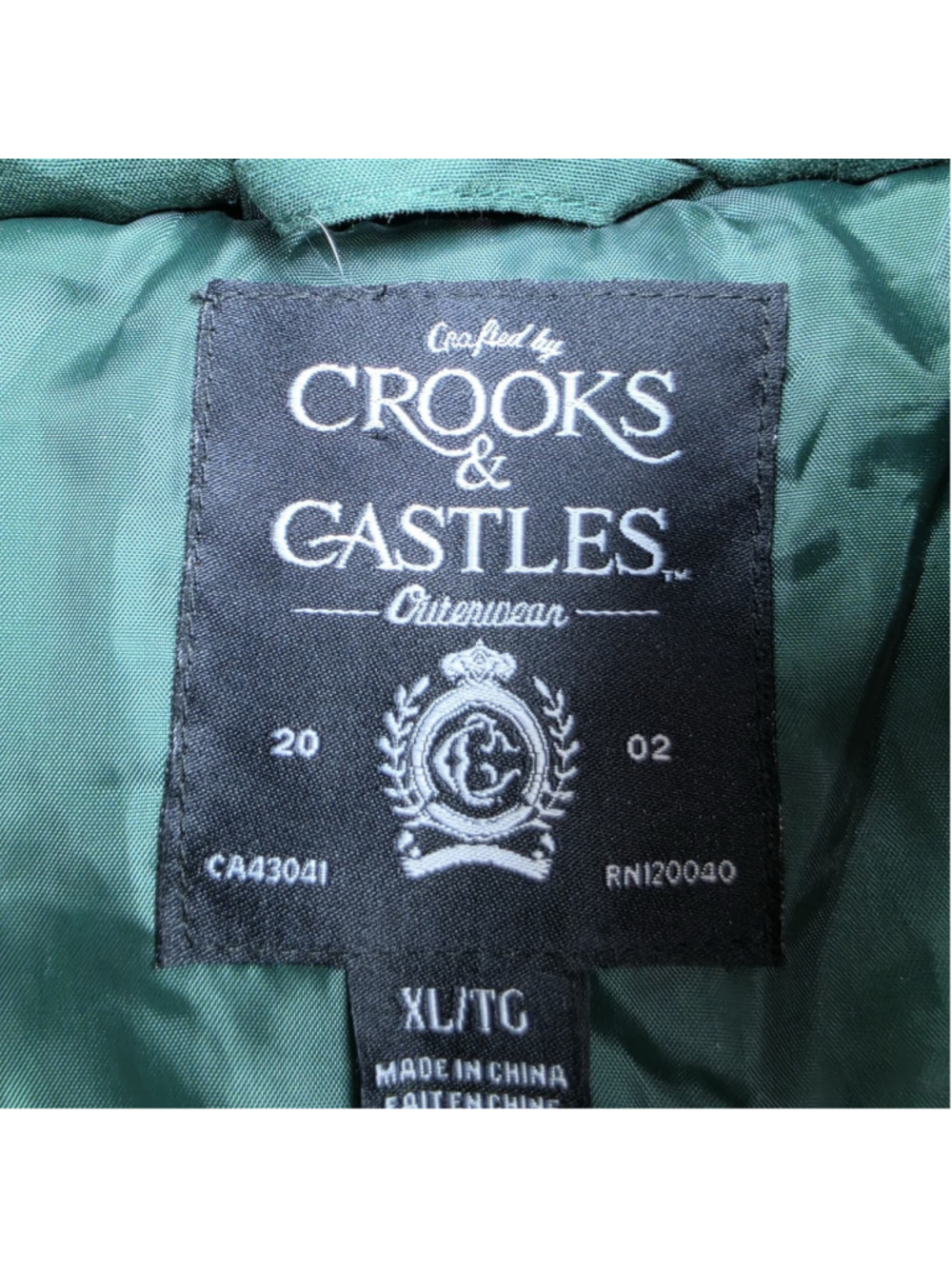 NWT Crooks & Castles Y2K Quilted Hooded Puffer Vest Green XL Streetwear - Picture 8 of 15
